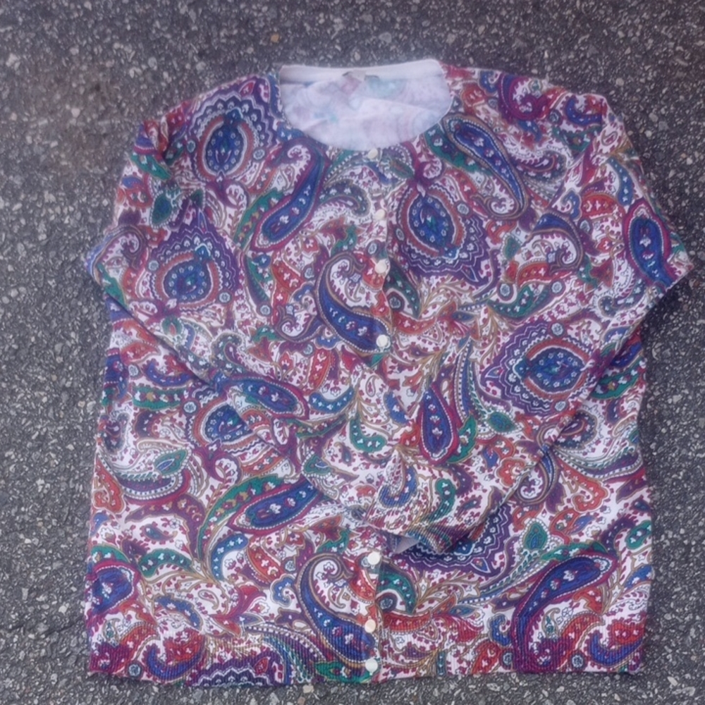 Talbots Women's Multicolor Paisley Button Down Shirt